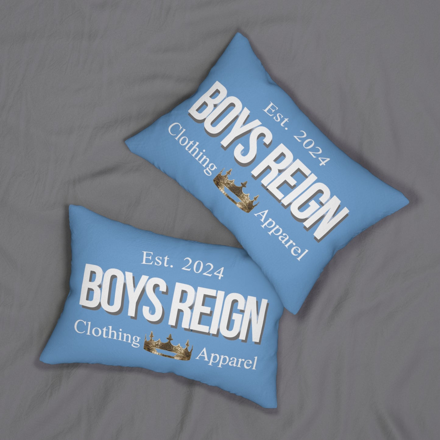 Spun Polyester Lumbar Pillow Classic White/Baby Blue - Boys Reign