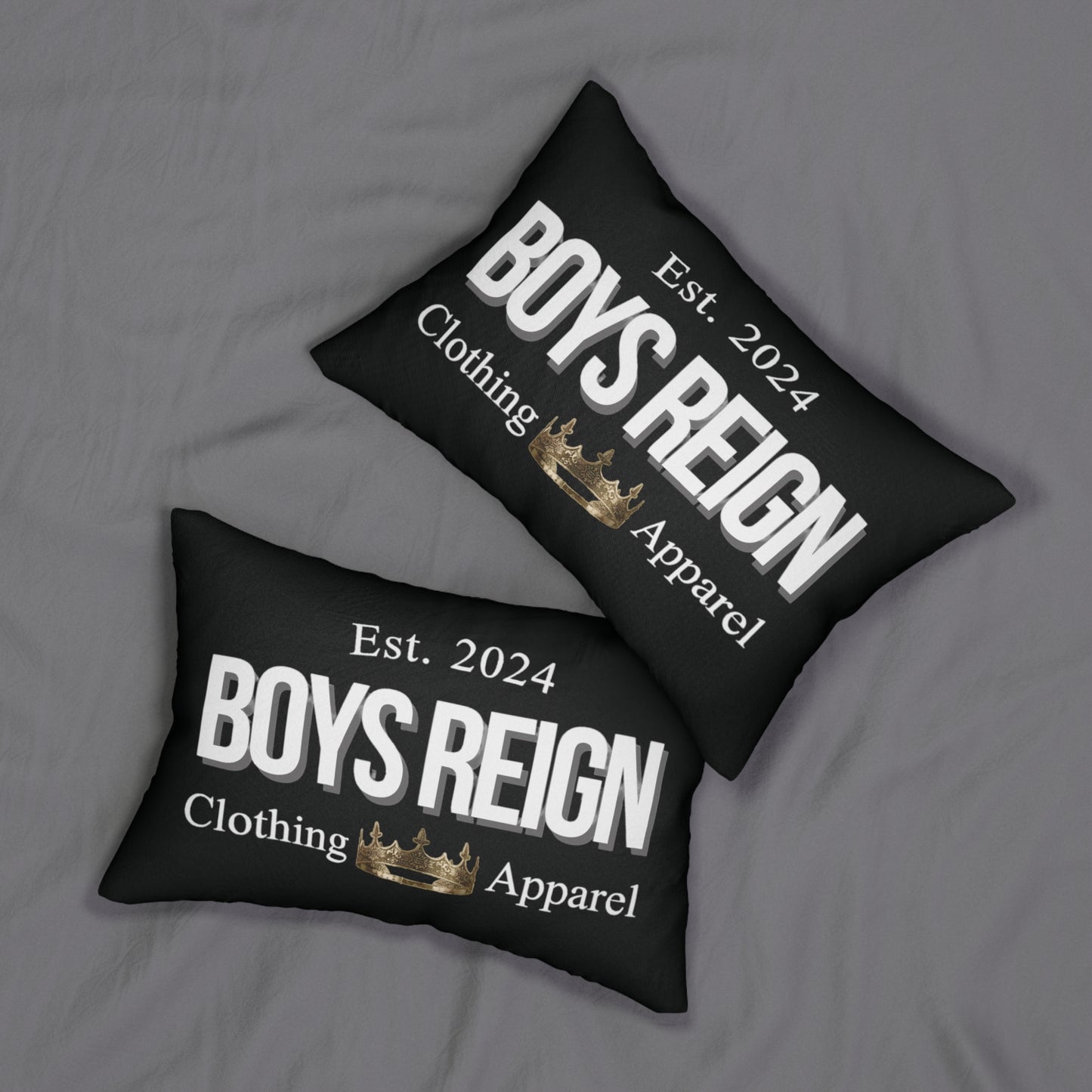 Spun Polyester Lumbar Pillow Classic White/Black - Boys Reign