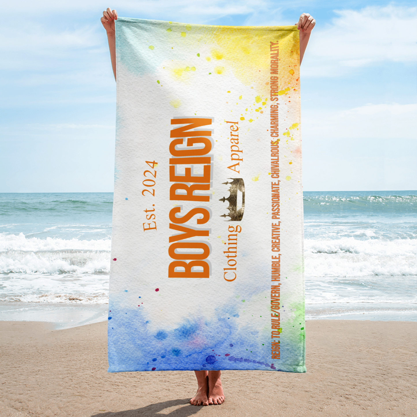 Boys Reign Classic Orange/ Colorsplash Towel - Boys Reign