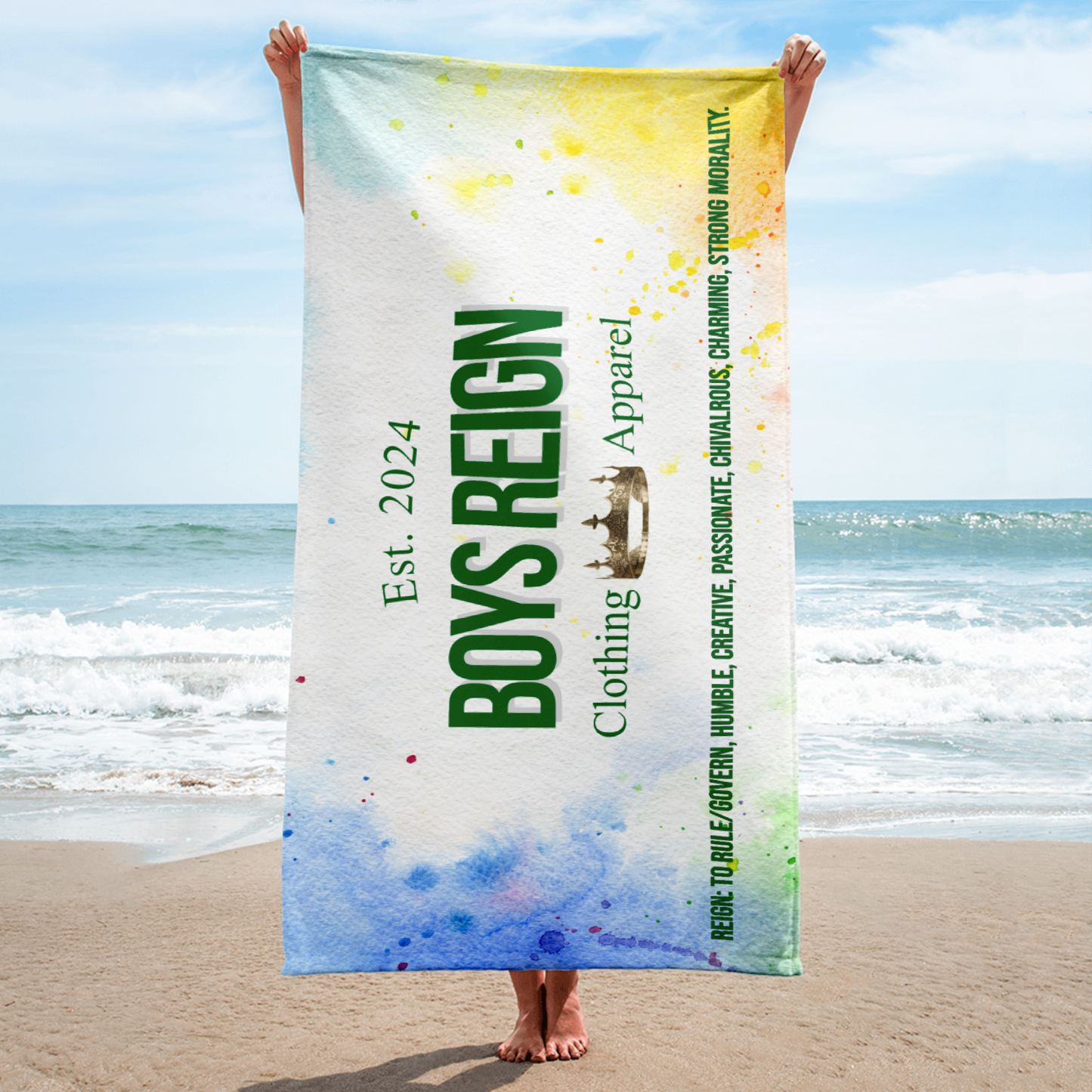 Boys Reign Classic Green/ Colorsplash Towel - Boys Reign