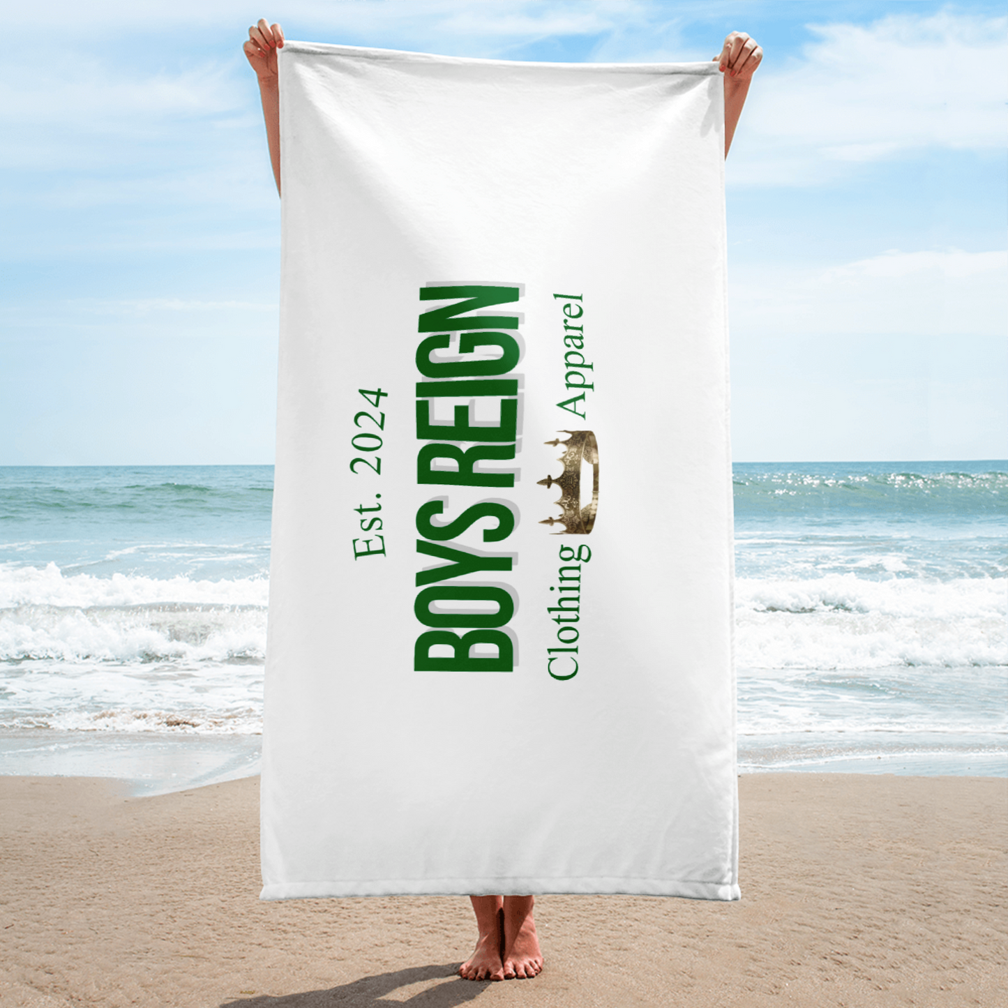 Classic Green/White Towel - Boys Reign