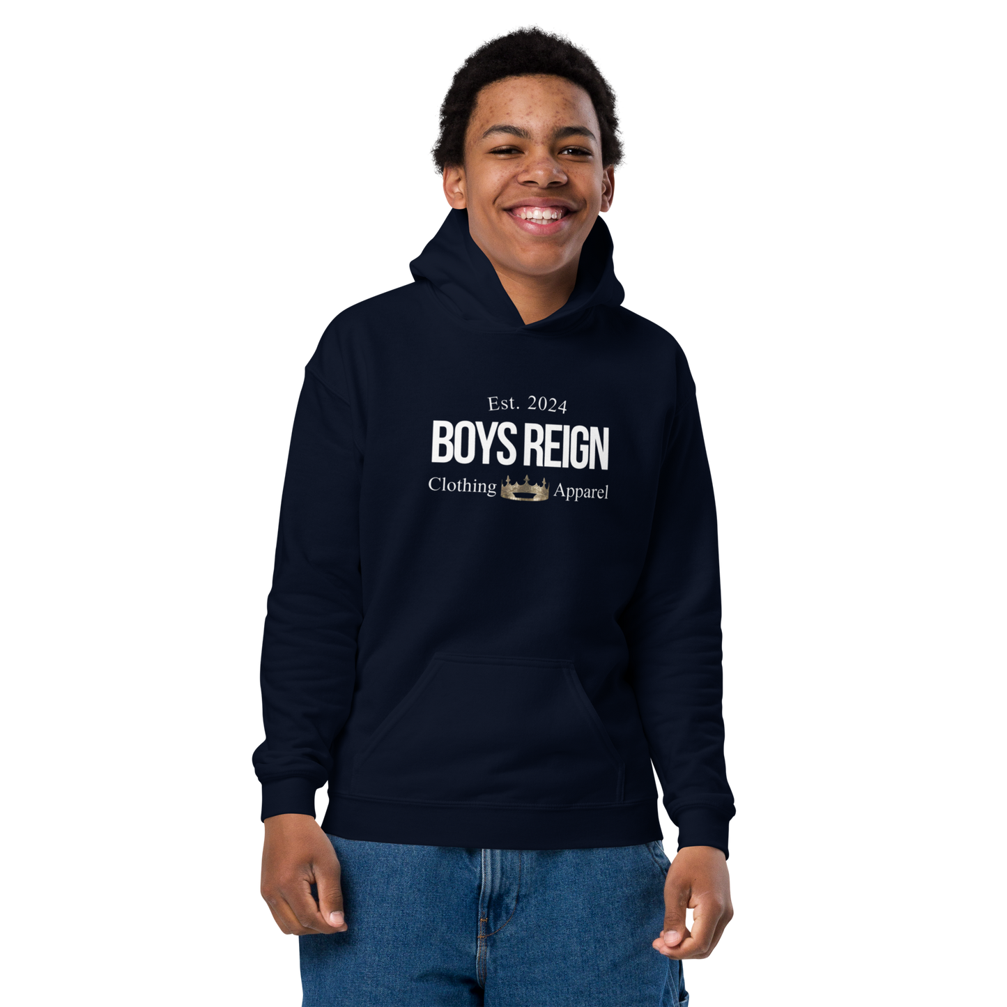 Boys Reign Youth Heavy Blend Hoodie -Classic White Boys Reign