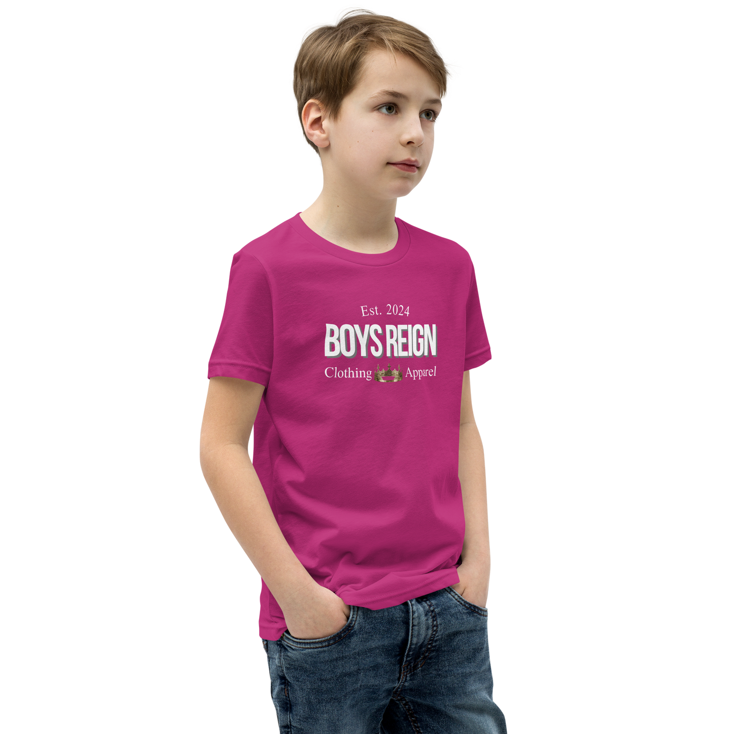 Boys Short Sleeve T-Shirt Classic White - Boys Reign