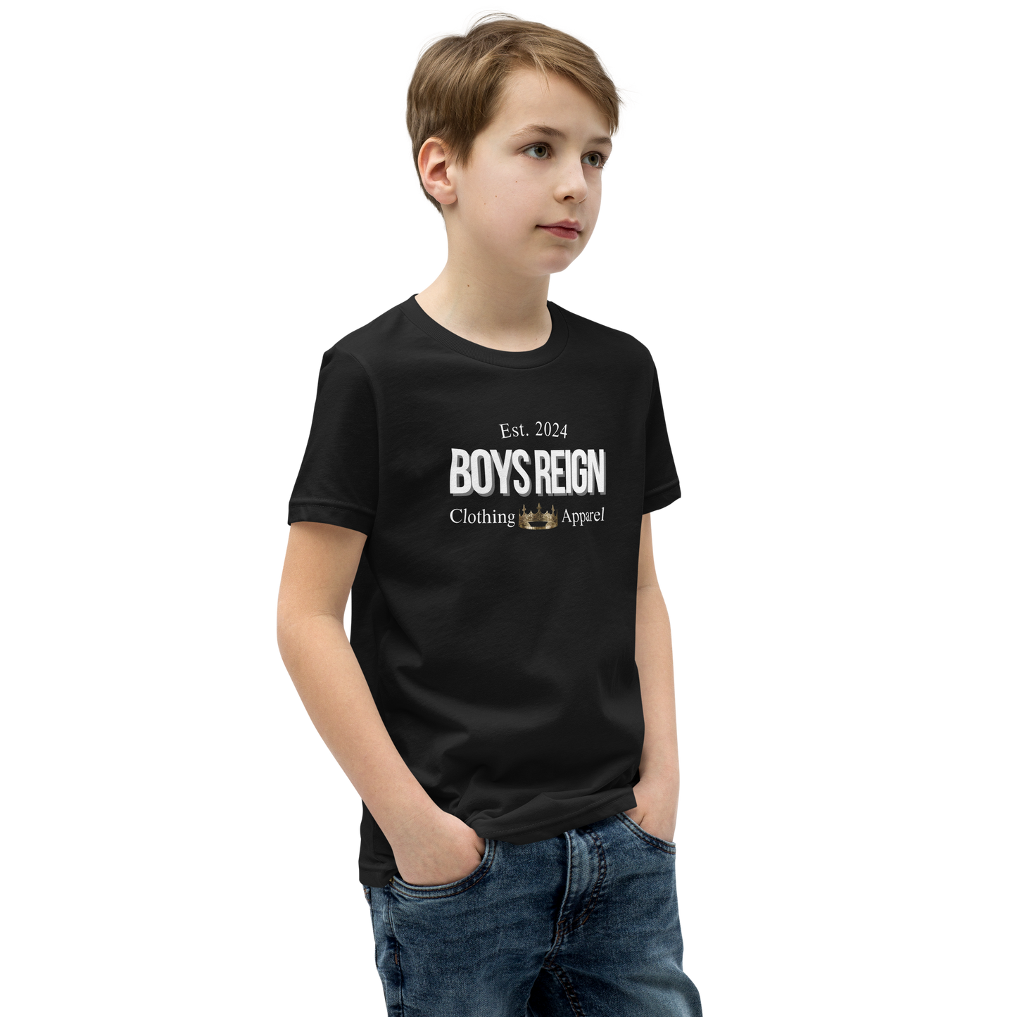Boys Short Sleeve T-Shirt Classic White - Boys Reign