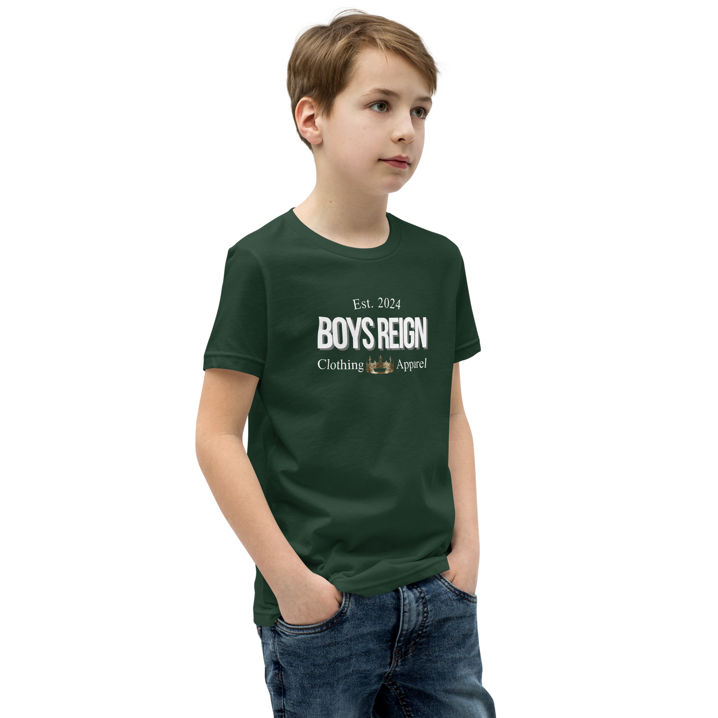 Boys Short Sleeve T-Shirt Classic White - Boys Reign