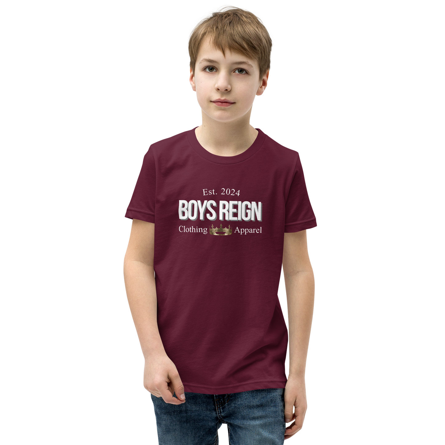 Boys Short Sleeve T-Shirt Classic White - Boys Reign