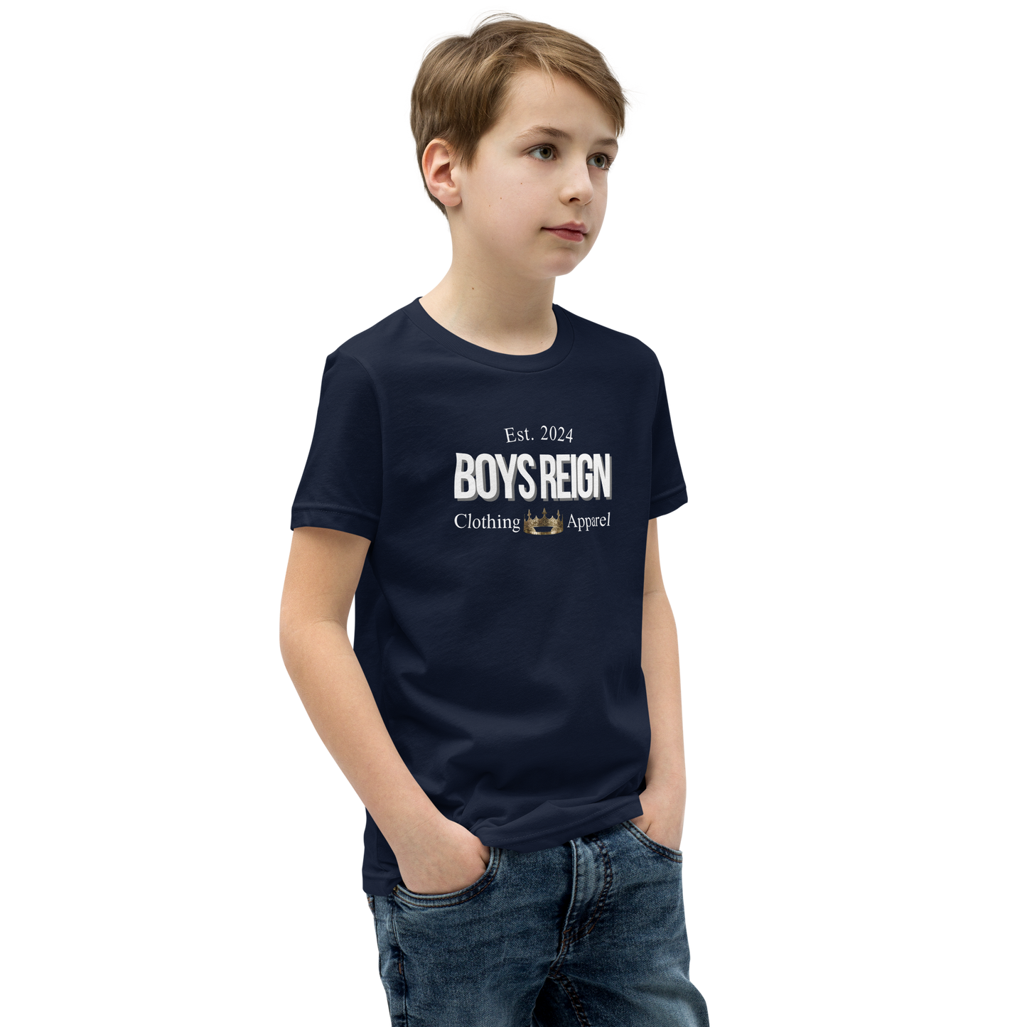 Boys Short Sleeve T-Shirt Classic White - Boys Reign